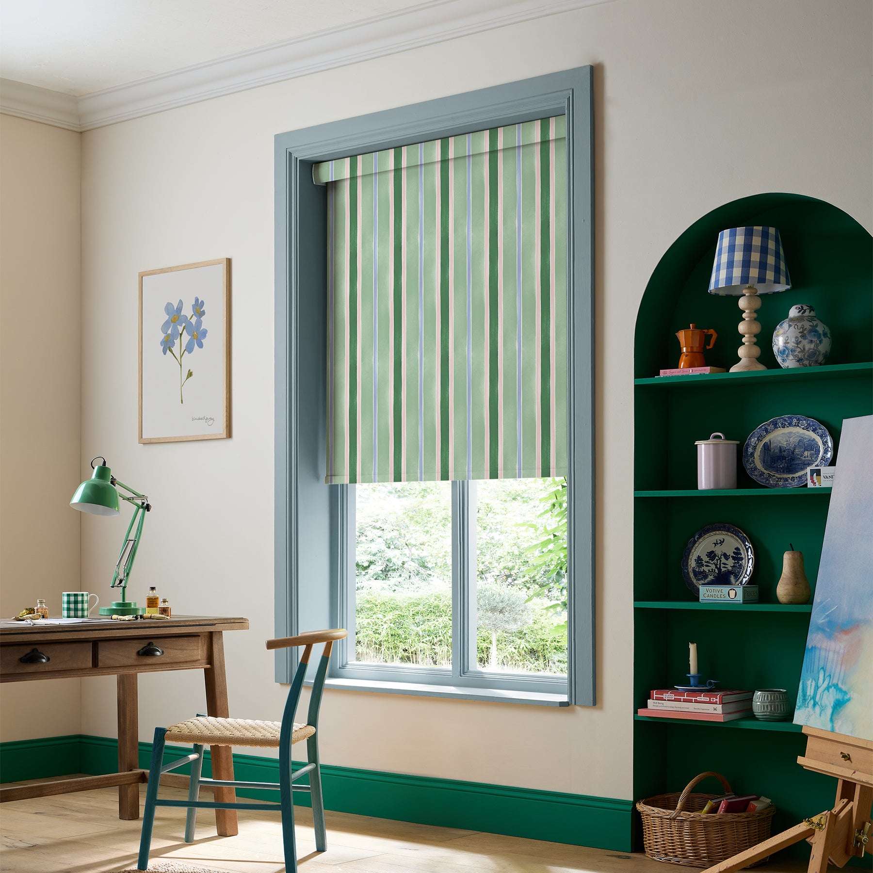 Bluebellgray Seaside Stripe Blackout Made To Measure Roller Blind Seaglass