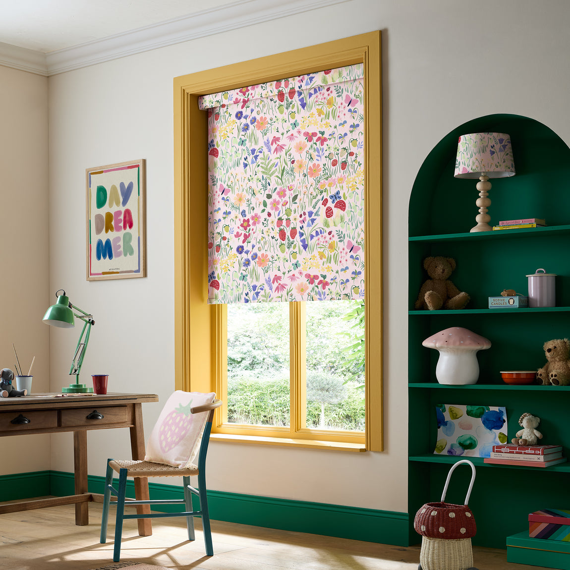 Wee Blue Bell Secret Garden Translucent Made To Measure Roller Blind Rose