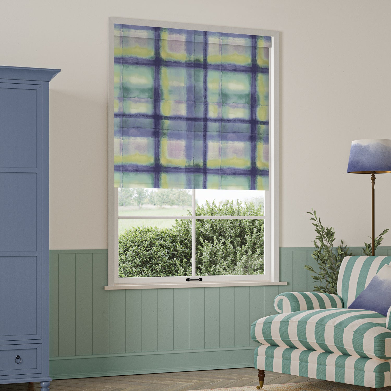 Bluebellgray Tartan Blackout Made To Measure Roller Blind Heather