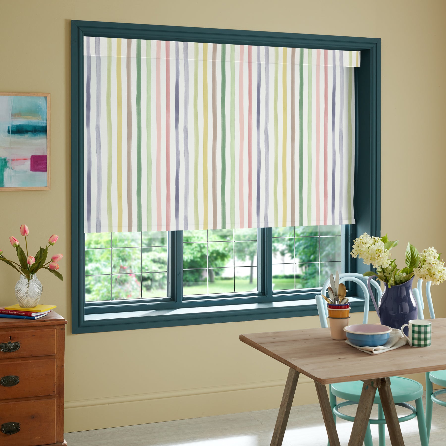 Bluebellgray Watercolour Stripe Translucent Made To Measure Roller Blind Tetbury