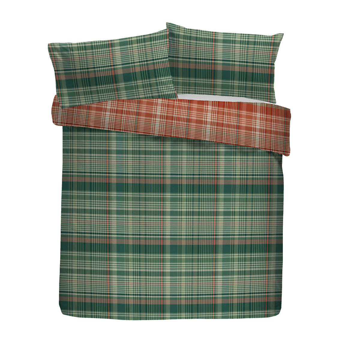 Dreams & Drapes Bennet Check Brushed Cotton Duvet Cover Bedding Set Green