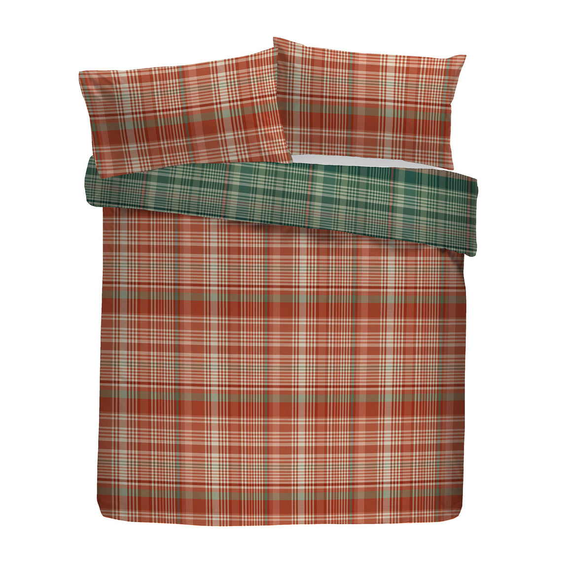 Dreams & Drapes Bennet Check Brushed Cotton Duvet Cover Bedding Set Green