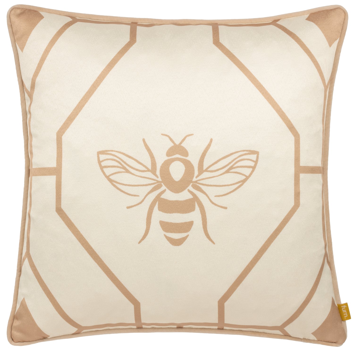 Furn Bee Deco Geometric Filled Cushion 43cm x 43cm Champagne