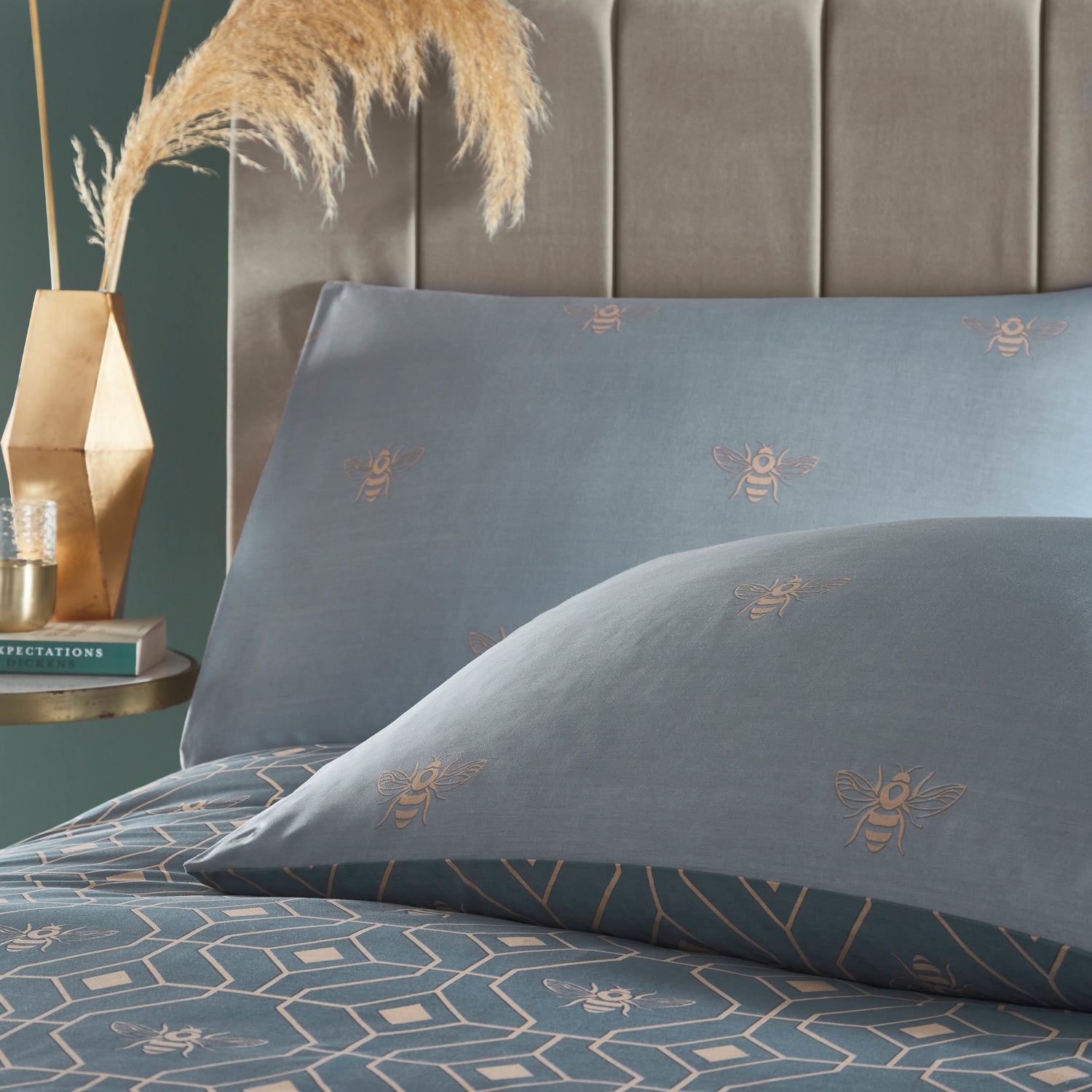 Furn Bee Deco Geometric Duvet Cover Bedding Set French Blue