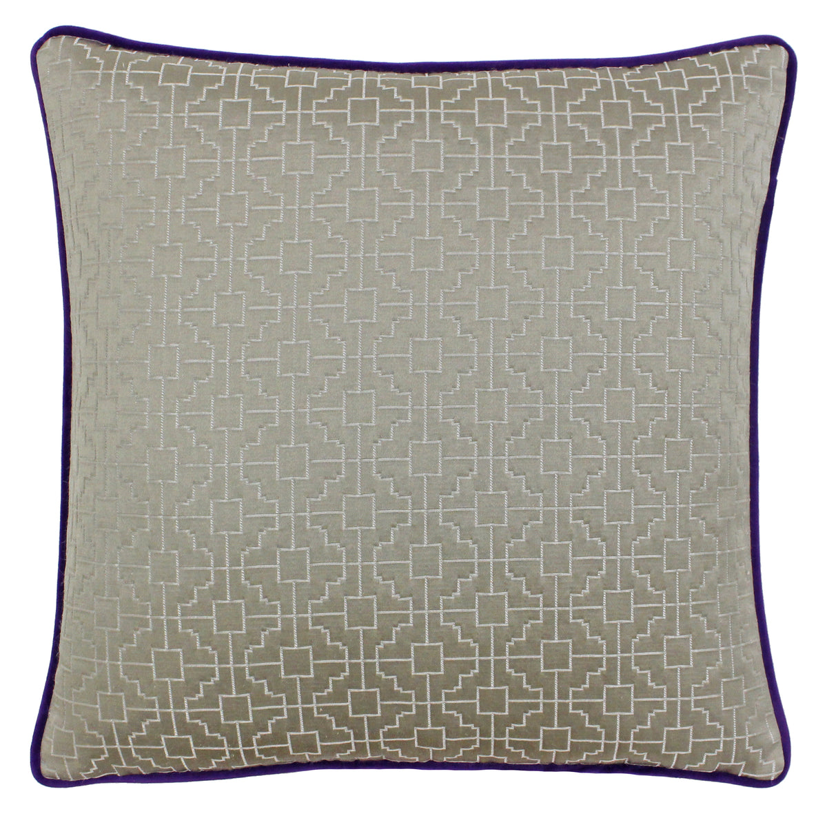 Paoletti Belsize Jacquard 45cm x 45cm Filled Cushion Taupe Purple