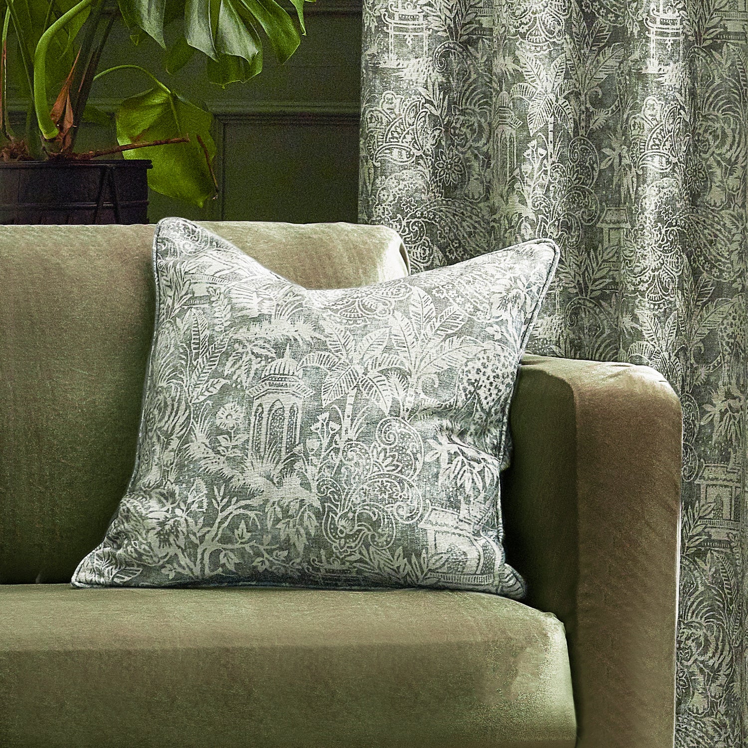 Bengal Chenille Filled Cushion 50cm x 50cm Sage
