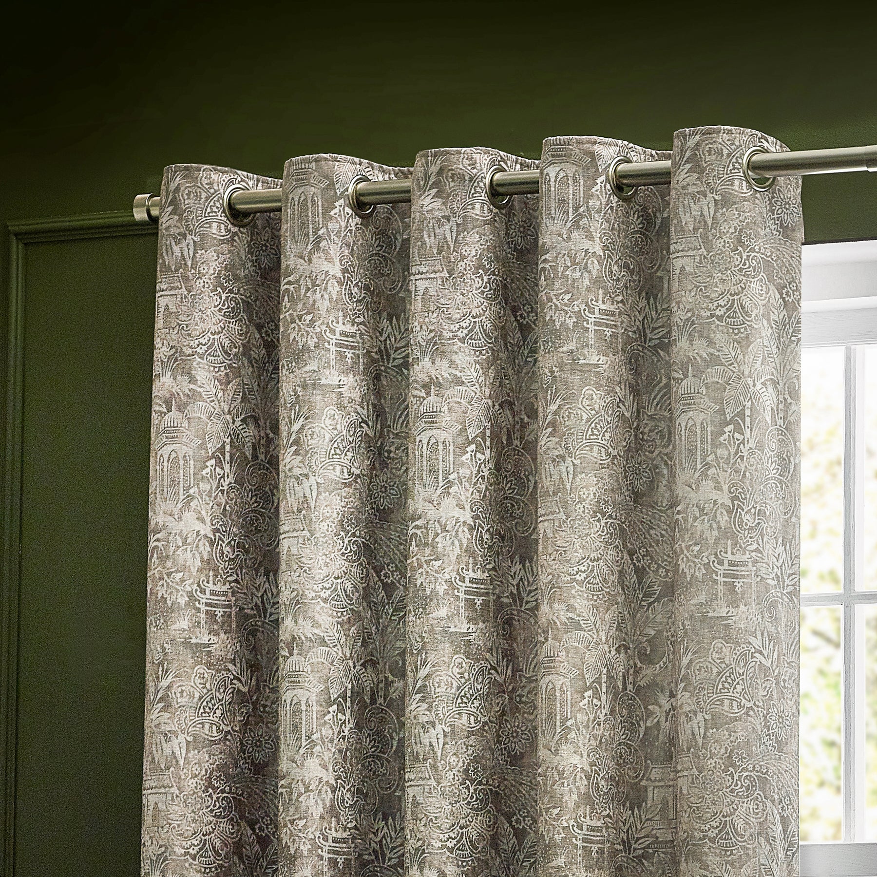 Bengal Chenille Ready Made Eyelet Curtains Linen