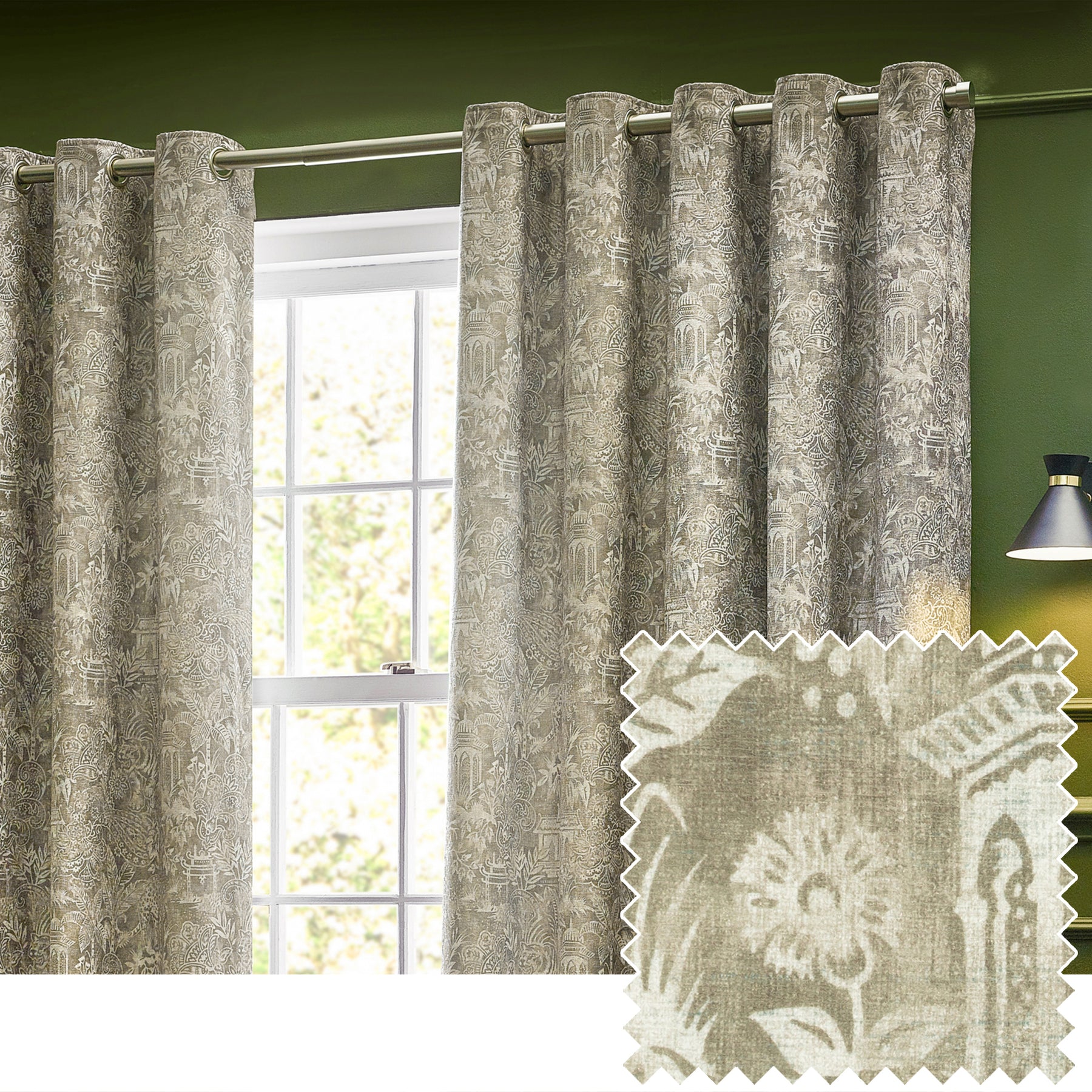 Bengal Chenille Ready Made Eyelet Curtains Linen