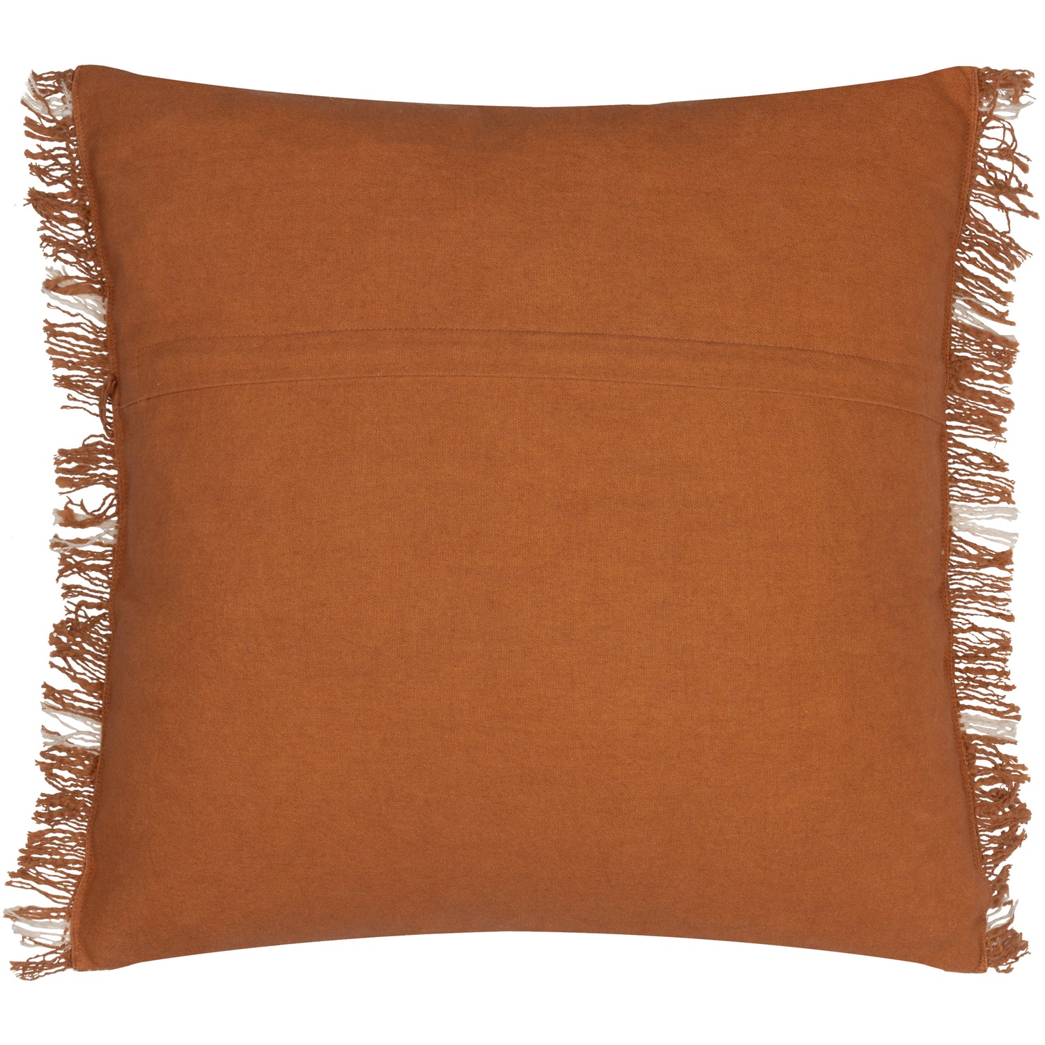 Yard Beni Check Fringed Filled Cushion 45cm x 45cm Ginger Natural