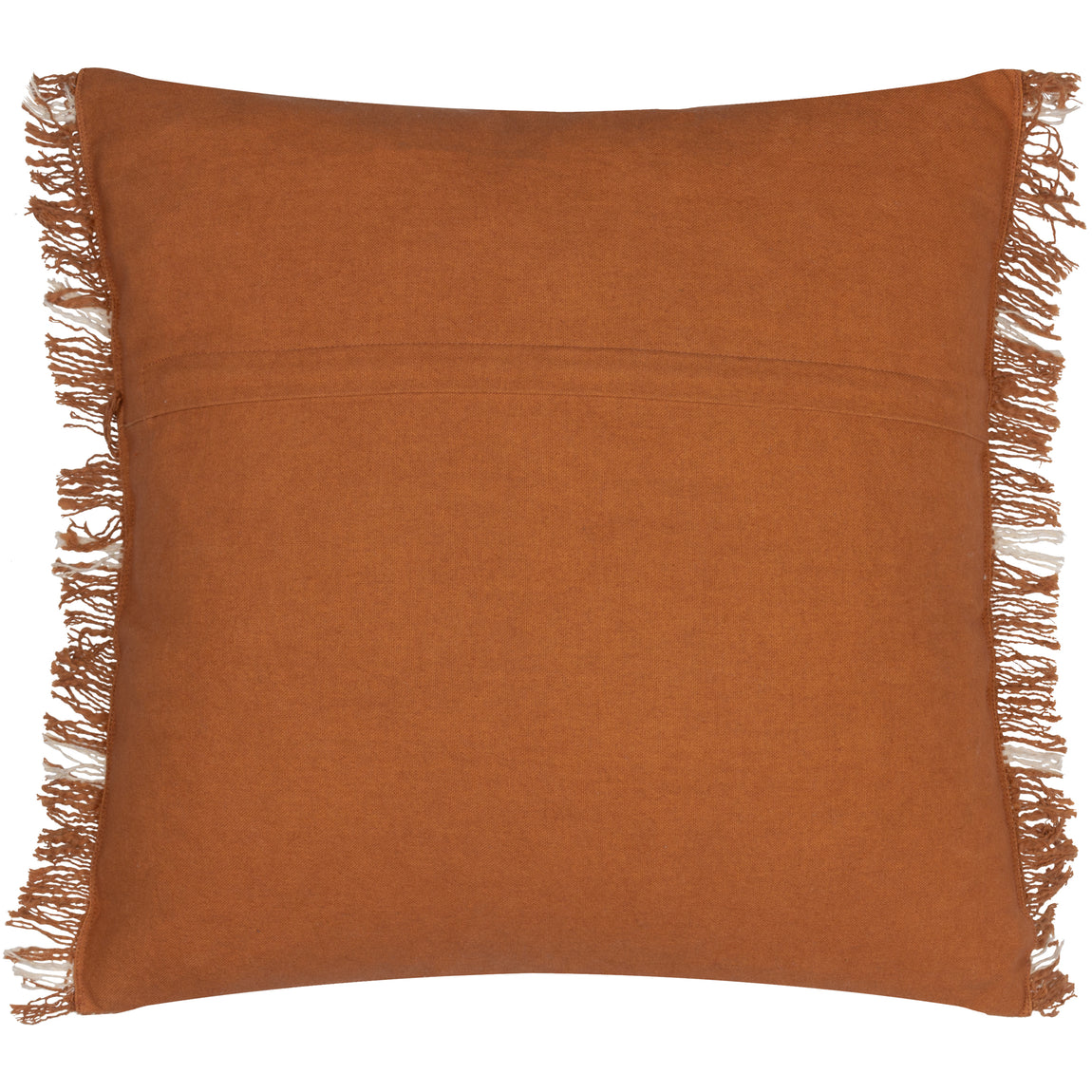 Yard Beni Check Fringed Filled Cushion 45cm x 45cm Ginger Natural