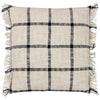 Yard Beni Check Fringed Filled Cushion 45cm x 45cm Natural Black