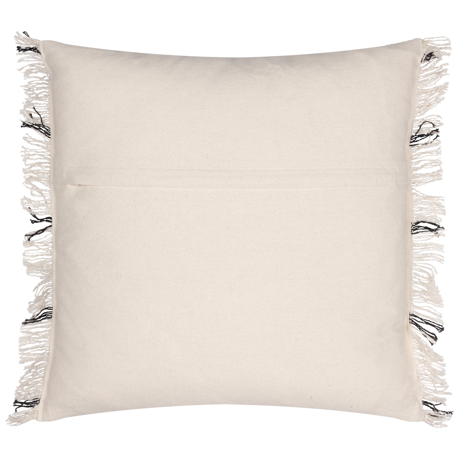Yard Beni Check Fringed Filled Cushion 45cm x 45cm Natural Black