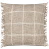 Yard Beni Check Fringed Filled Cushion 45cm x 45cm Stone Natural