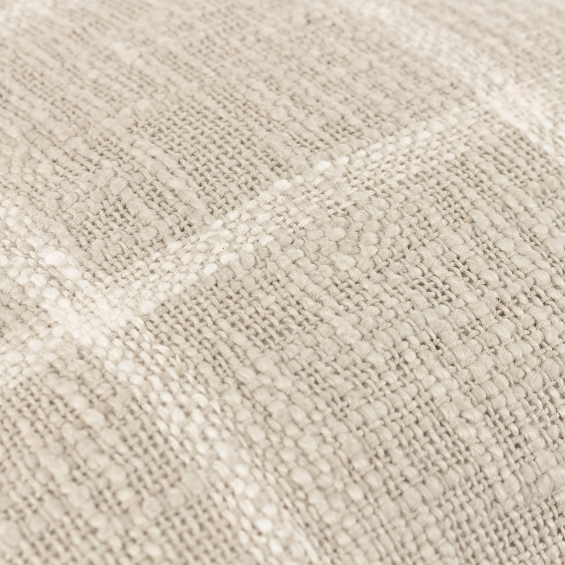 Yard Beni Check Fringed Filled Cushion 45cm x 45cm Stone Natural