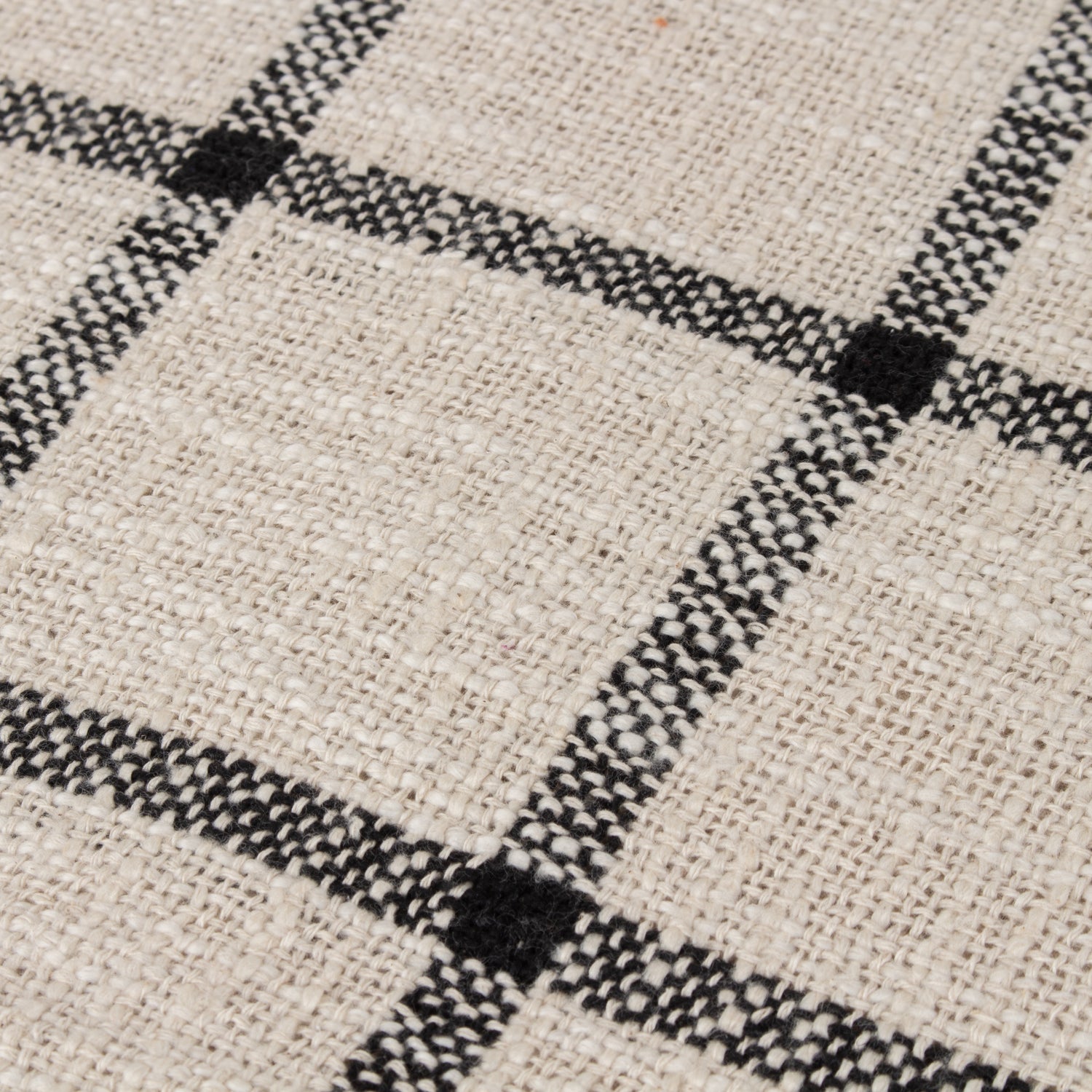 Beni Check Fringed Throw 130cm x 180cm Natural Black
