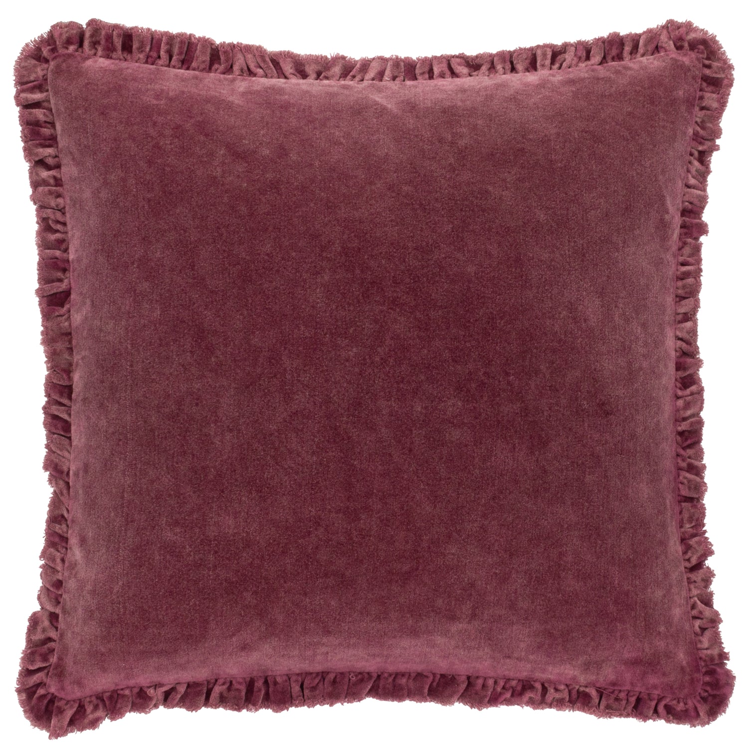 Bertie Cotton Velvet Filled Cushion 45cm x 45cm Burnt Red
