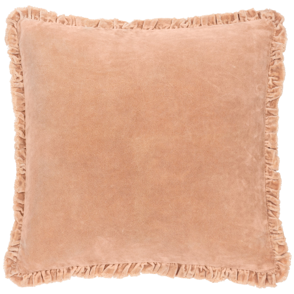 Bertie Cotton Velvet Filled Cushion 45cm x 45cm Cashew