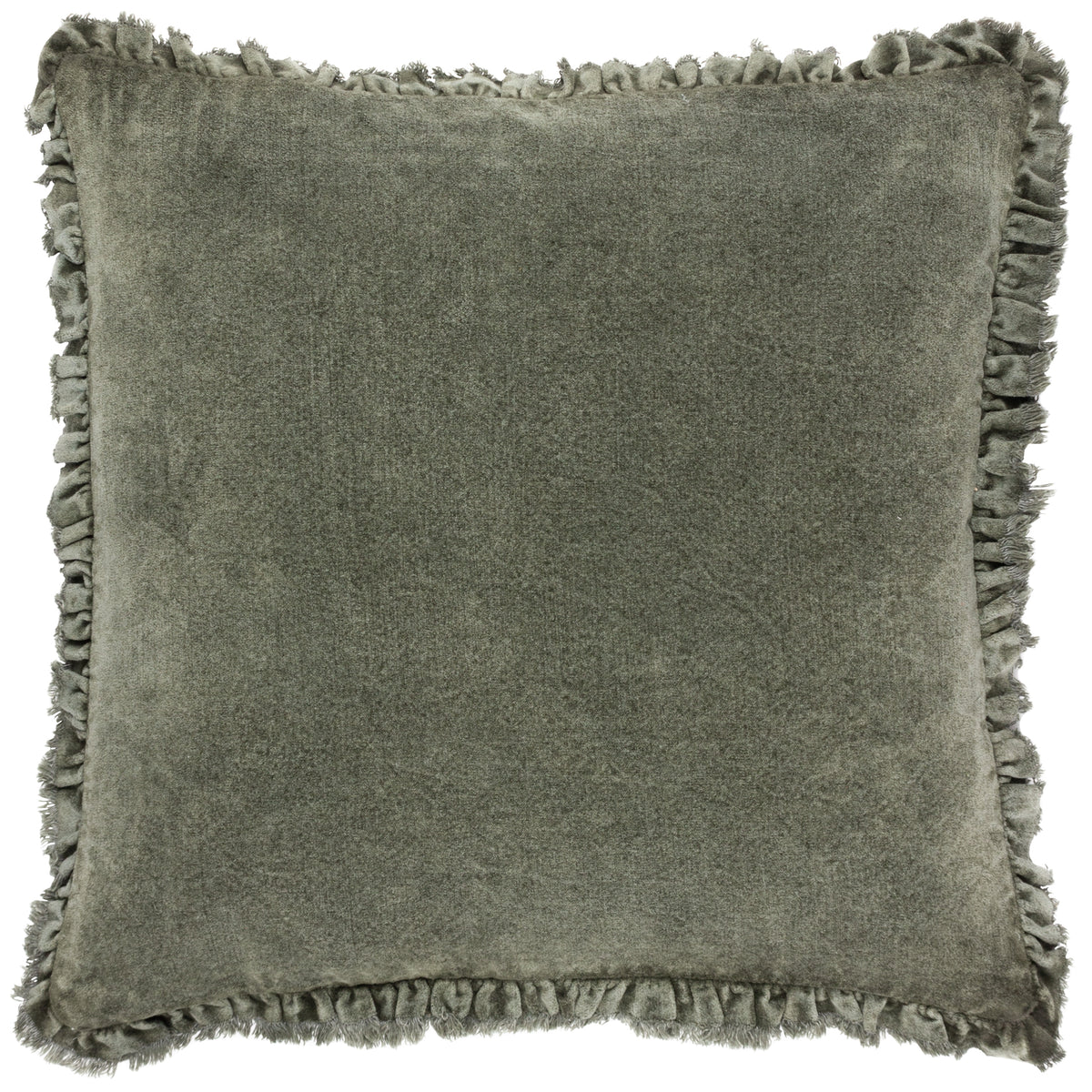 Yard Bertie Cotton Velvet Filled Cushion 45cm x 45cm Moss