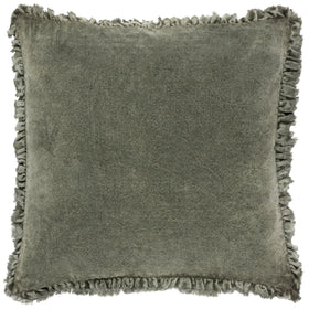 Yard Bertie Cotton Velvet Filled Cushion 45cm x 45cm Moss