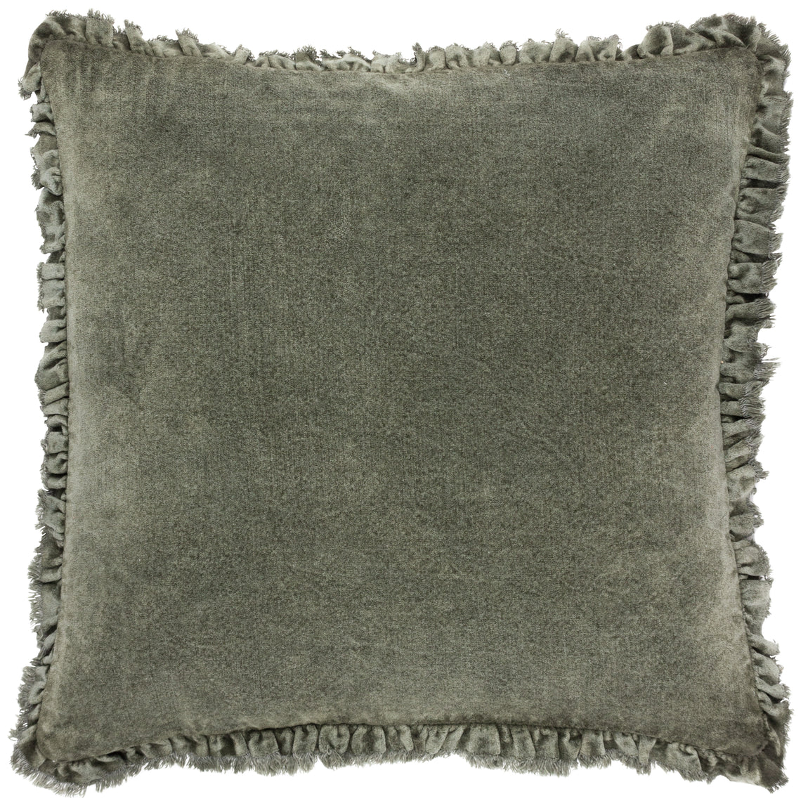 Yard Bertie Cotton Velvet Filled Cushion 45cm x 45cm Moss