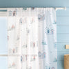 Fusion Beach Huts Coastal Ready Made Single Voile Curtain Blue