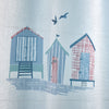Fusion Beach Huts Coastal Ready Made Single Voile Curtain Blue