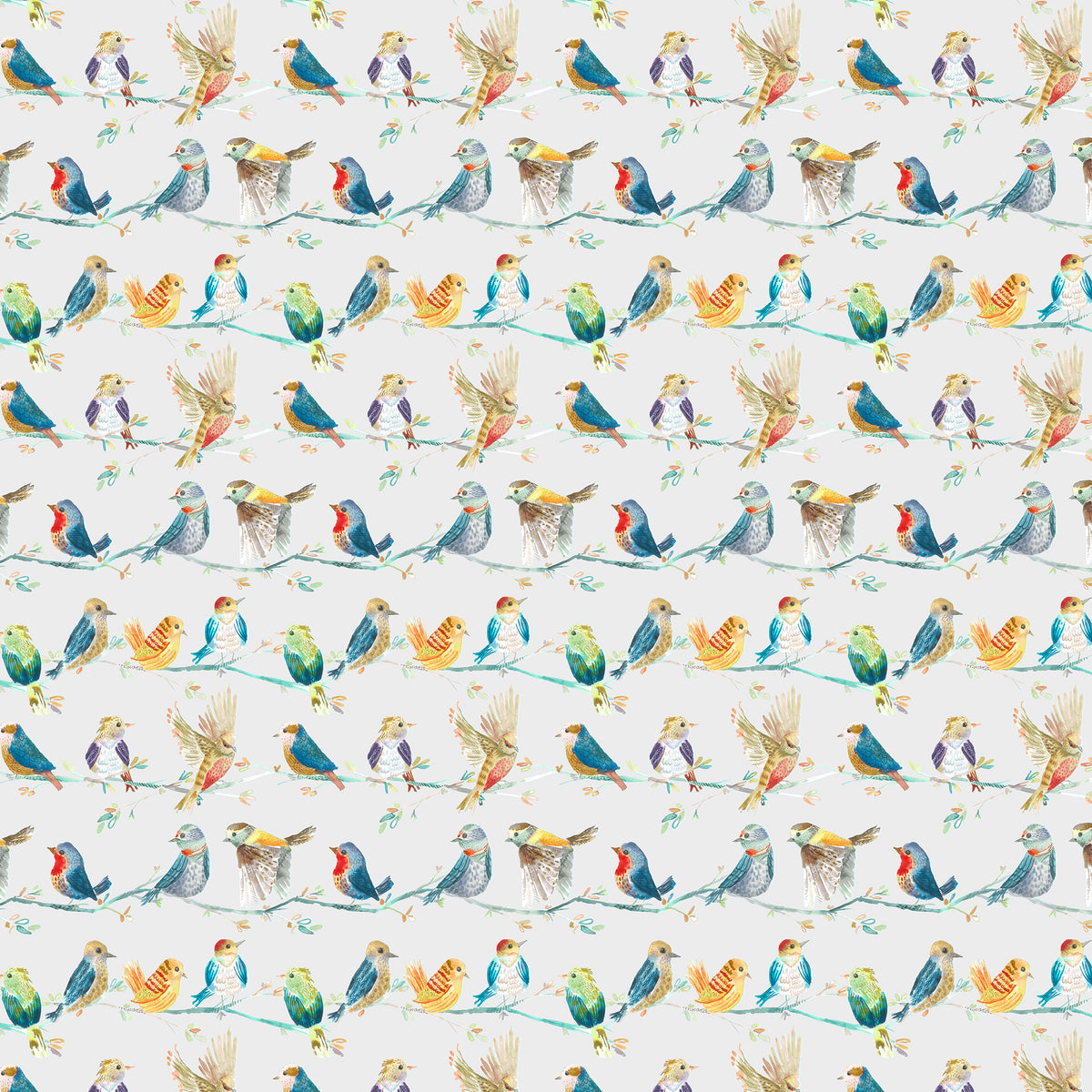 Voyage Maison Birdy Branch Printed Cotton Fabric Sunshine
