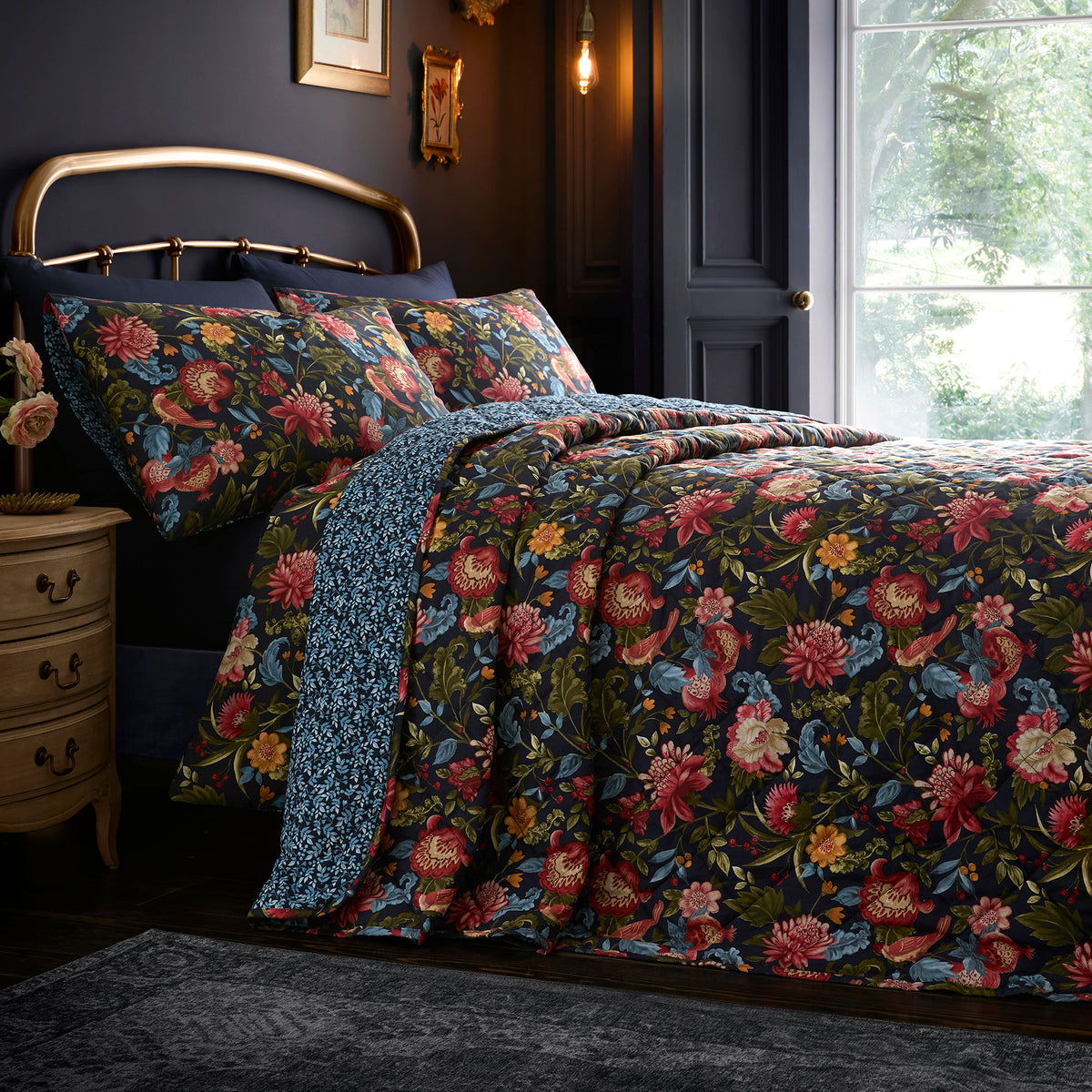 Dreams & Drapes Bejewelled 200cmx230cm Bedspread Set Navy