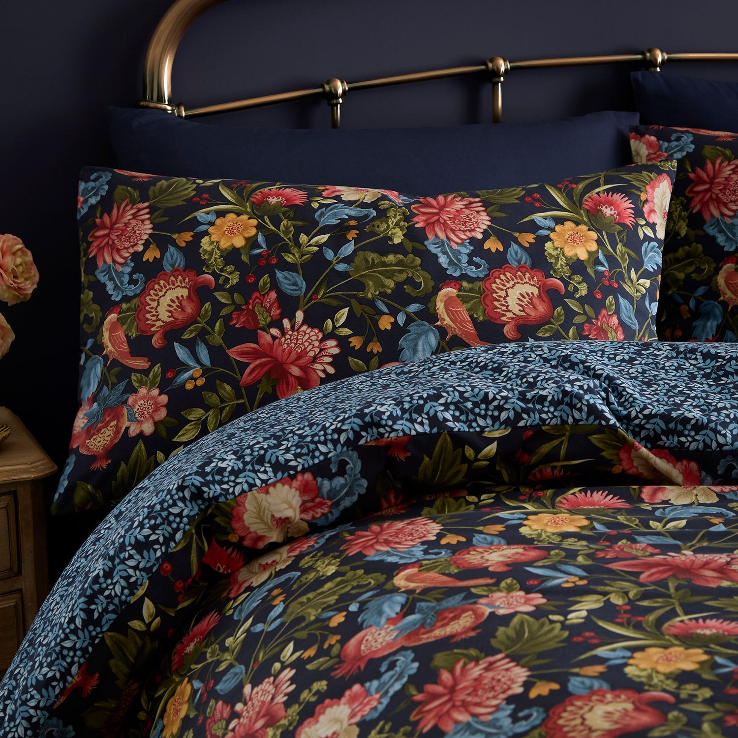 Dreams & Drapes Bejewelled Cotton Duvet Cover Bedding Set Navy