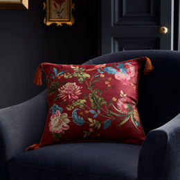 Dreams and Drapes Bejewelled Velvet 43cmx43cm Filled Cushion Spice