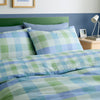 Fusion Block Check Duvet Cover Bedding Set Blue