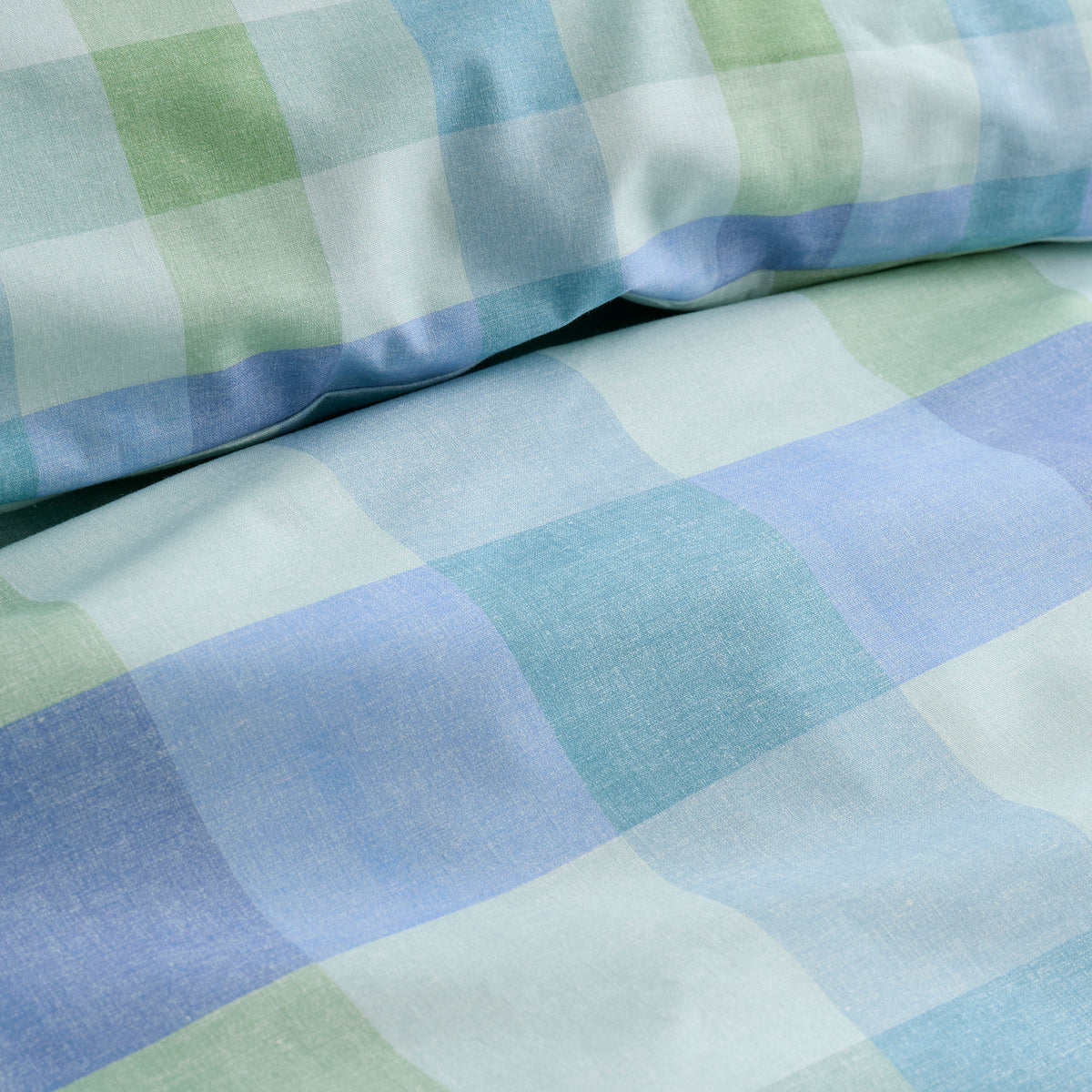 Fusion Block Check Duvet Cover Bedding Set Blue