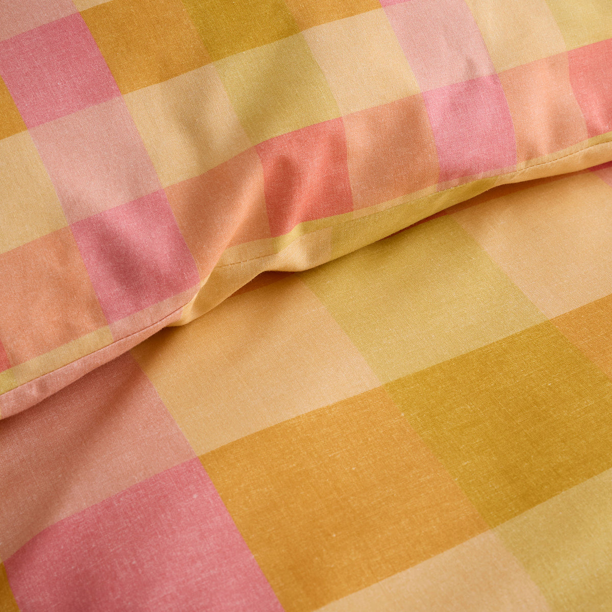 Fusion Block Check Duvet Cover Bedding Set Orange