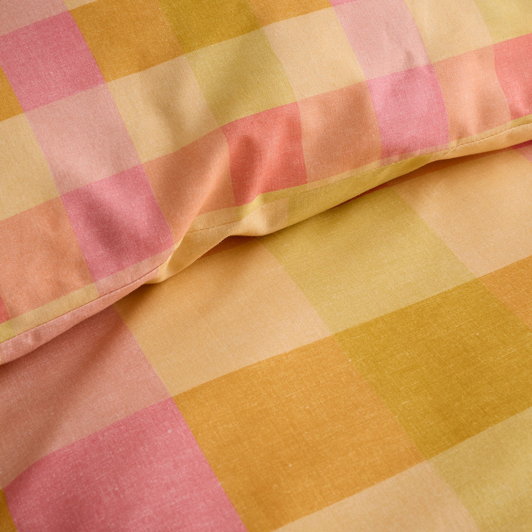 Fusion Block Check Duvet Cover Bedding Set Orange