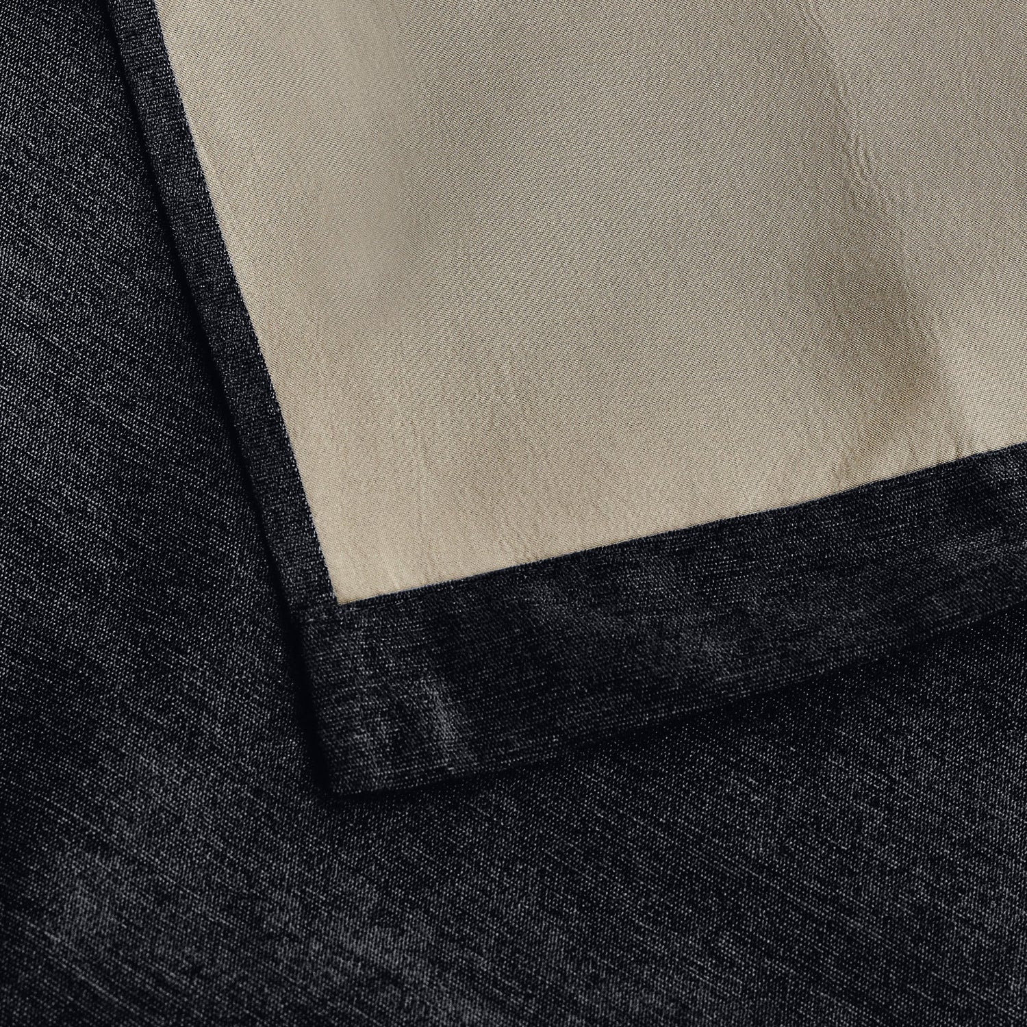 Chenille Triple Woven Ready Made Blackout Pencil Pleat Curtains Black