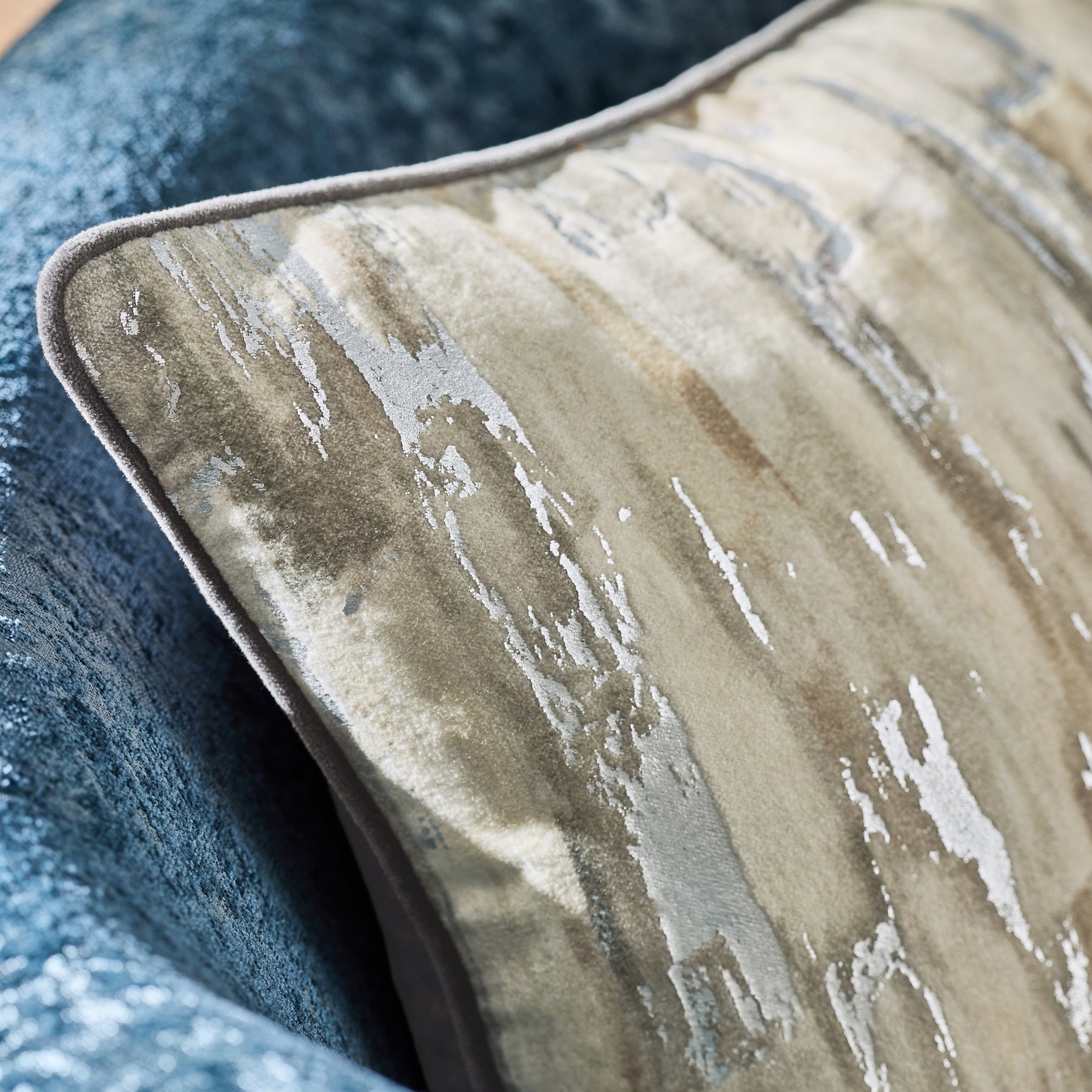 Clarke & Clarke Blocks Feather Filled Cushion 43cm x 43cm Silver