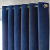 Chenille Triple Woven Ready Made Eyelet Blackout Curtains Blue