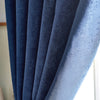 Chenille Triple Woven Ready Made Eyelet Blackout Curtains Blue