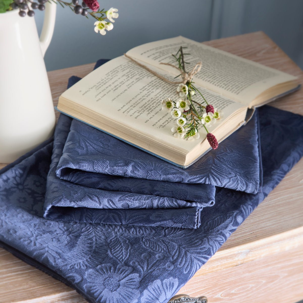 Appletree Berkley Velvet Jacquard Duvet Cover Bedding Set Navy