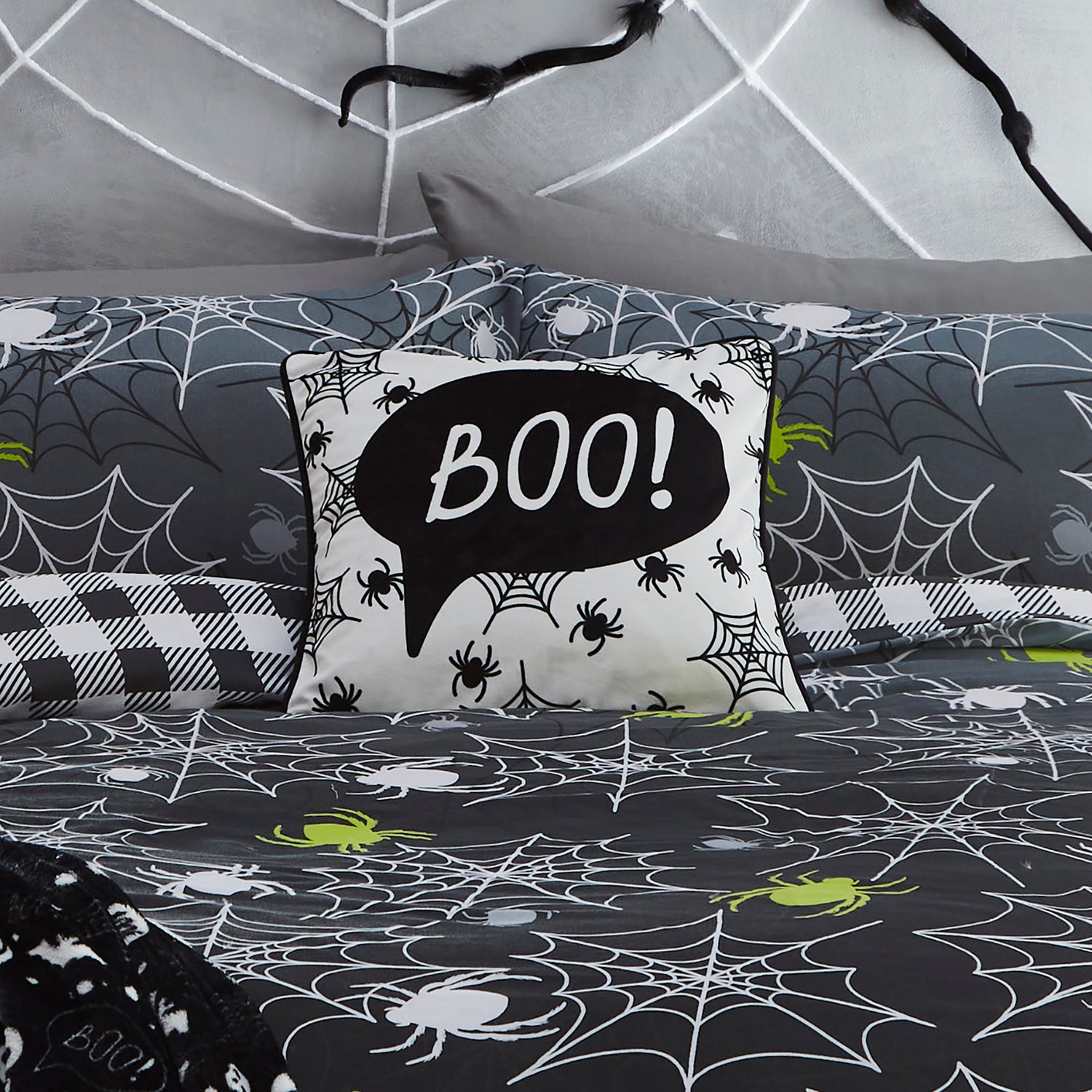 Boo Spooky Halloween Filled Cushion 43cm x 43cm Black