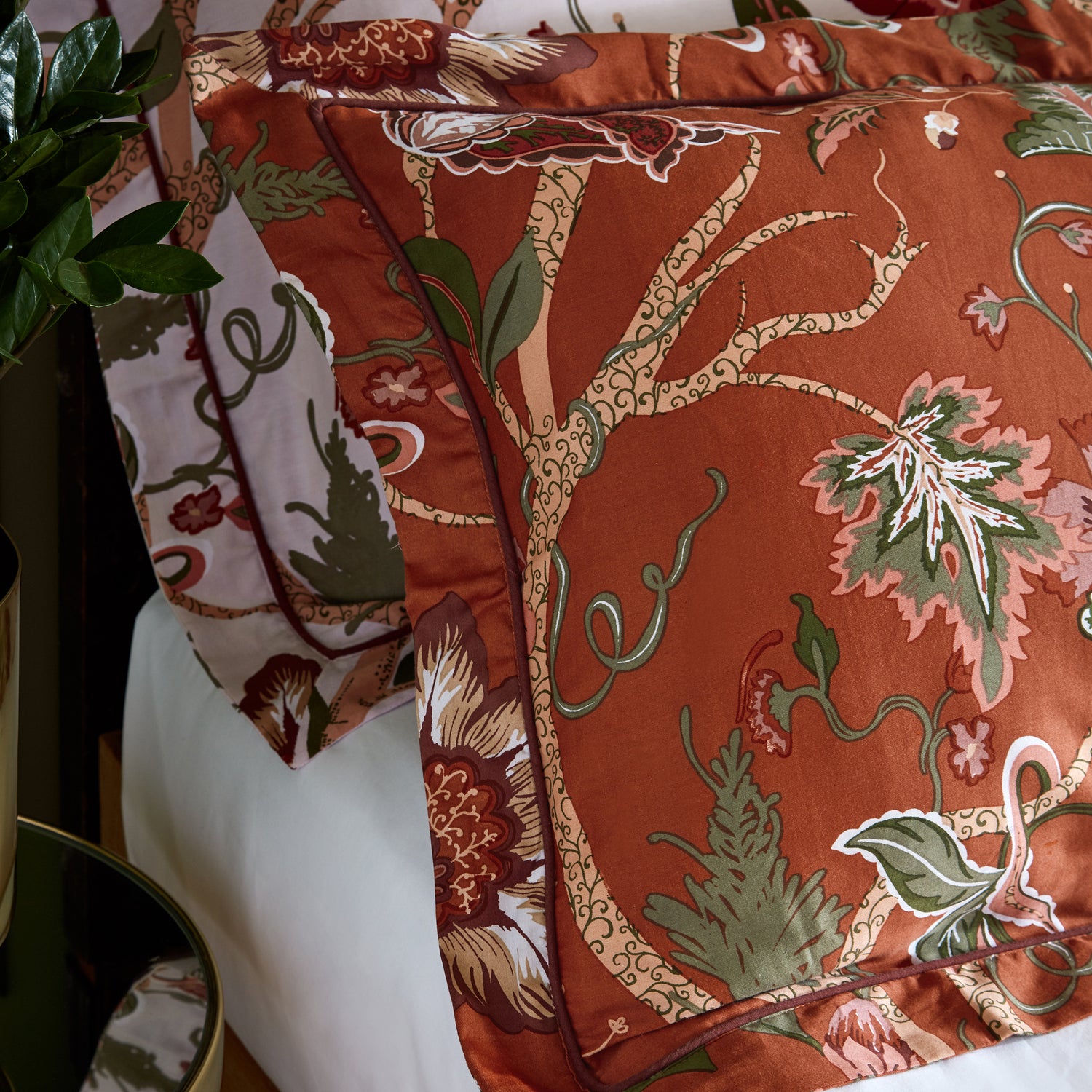 Paoletti Botanist Floral Duvet Cover Bedding Set Russet