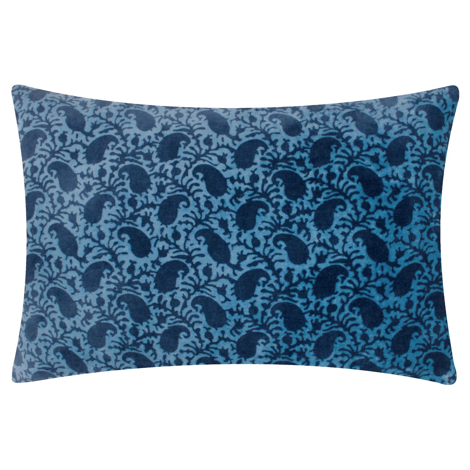 Paoletti Seventy Three Boteh Printed Velvet 40cm x 60cm Filled Boudoir True Blue Navy