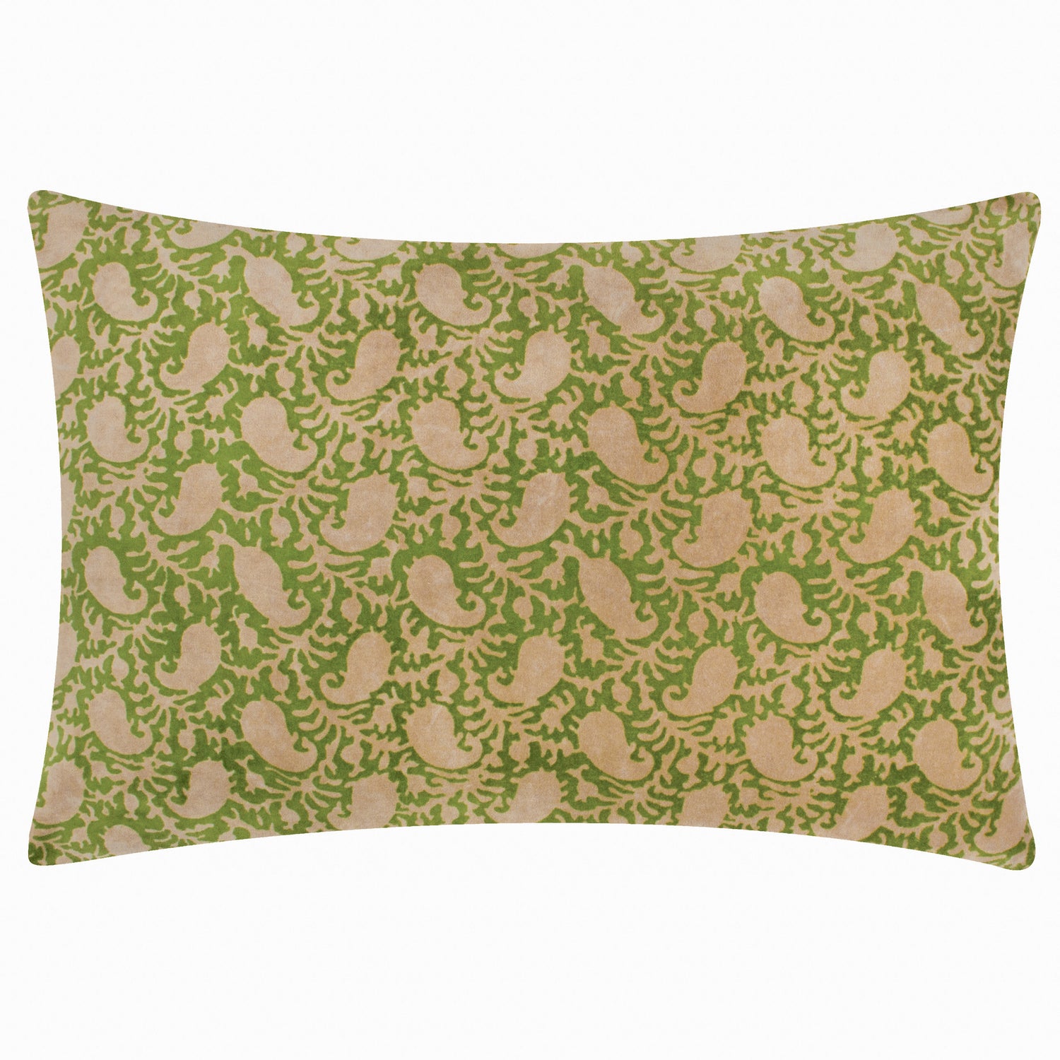 Paoletti Seventy Three Boteh Printed Velvet 40cm x 60cm Filled Boudoir Verdie Natural