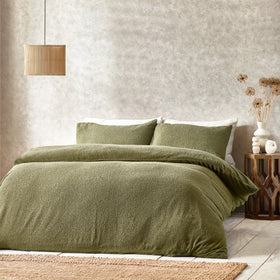 Boucle Textured Bedding Set Olive