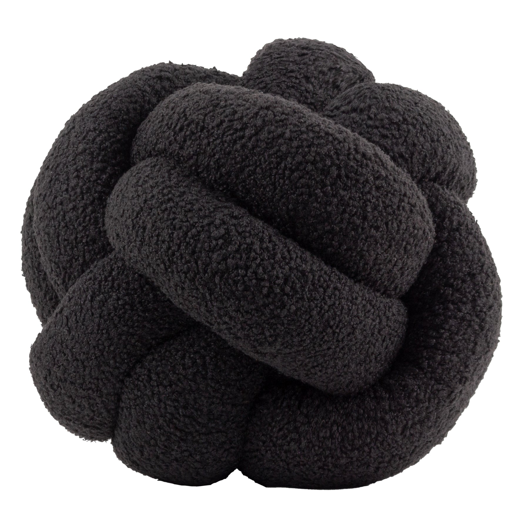 Furn. Boucle Knot Fleece 30cm x 30cm Filled Cushion Black