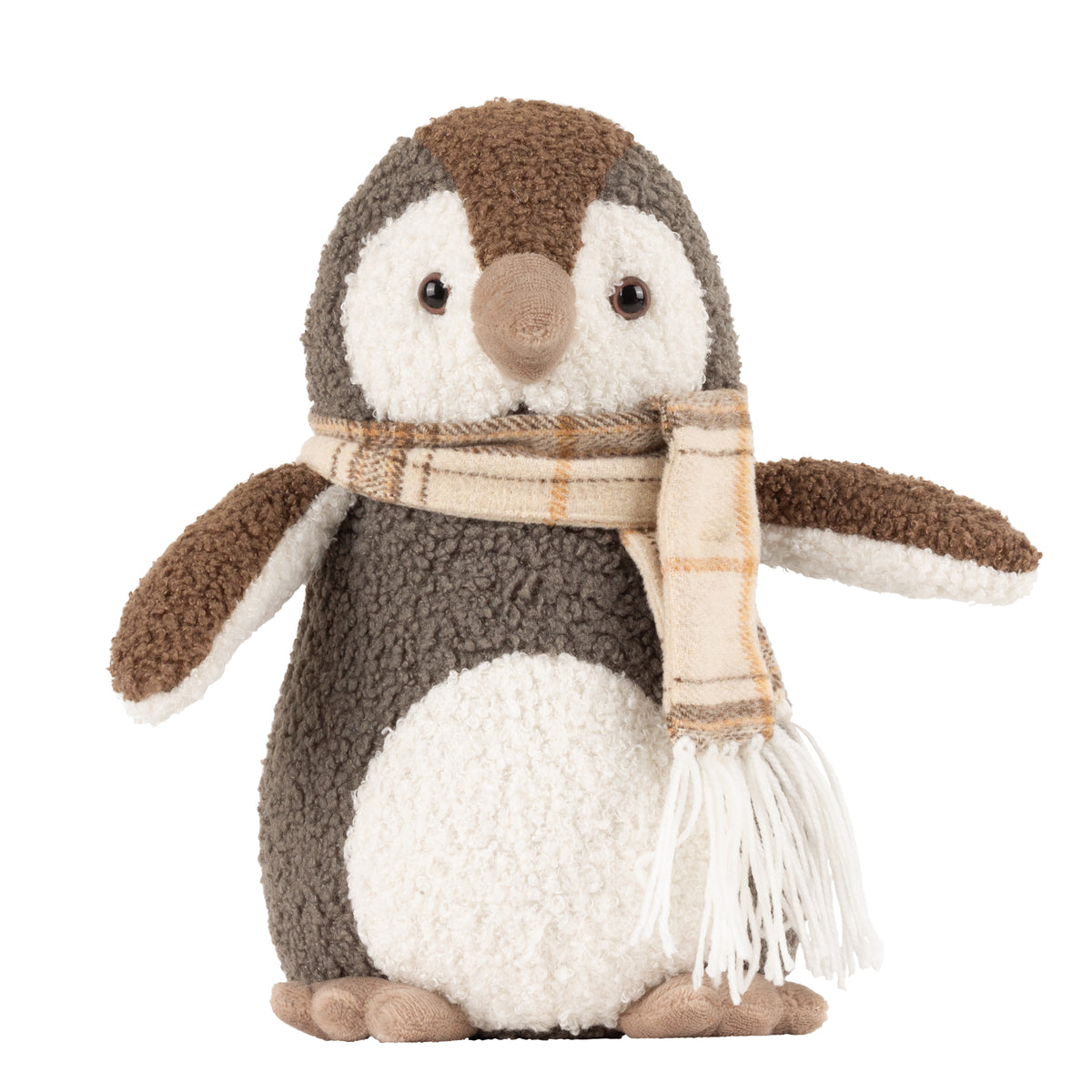 Boucle Pengiun Novelty Doorstop Warm Grey