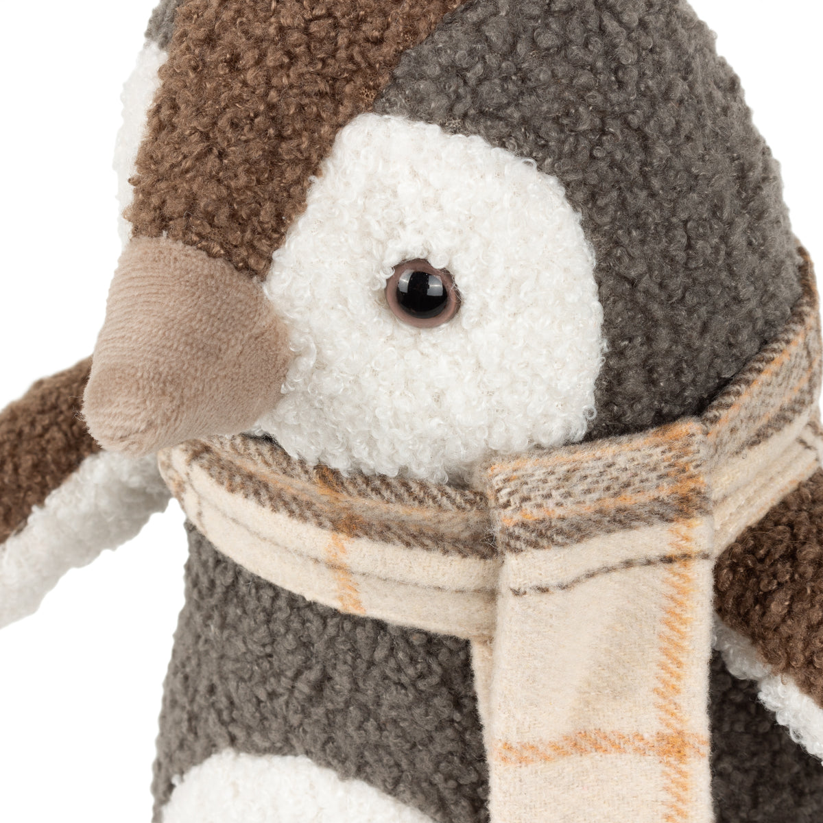 Boucle Pengiun Novelty Doorstop Warm Grey