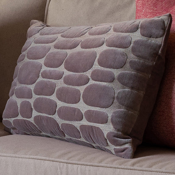 Voyage Maison Boulder Embroidered Velvet 40cm x 60cm Feather Filled Boudoir Lavender