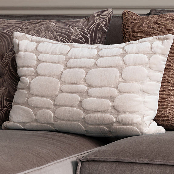 Voyage Maison Boulder Embroidered Velvet 40cm x 60cm Feather Filled Boudoir Quartz