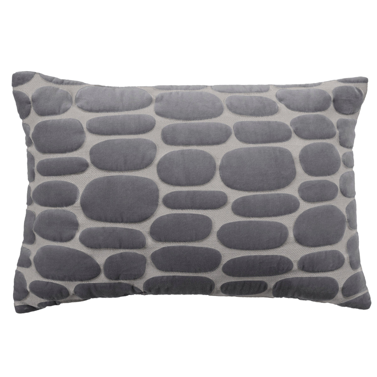 Voyage Maison Boulder Embroidered Velvet 40cm x 60cm Feather Filled Boudoir Steel